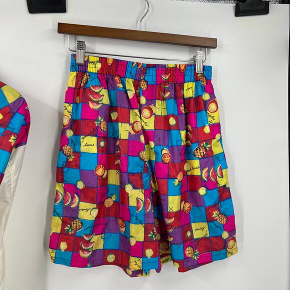Vtg Slades Windbreaker Shorts Jacket Outfit Neon & White 100% Nylon Women Small - Picture 7 of 9